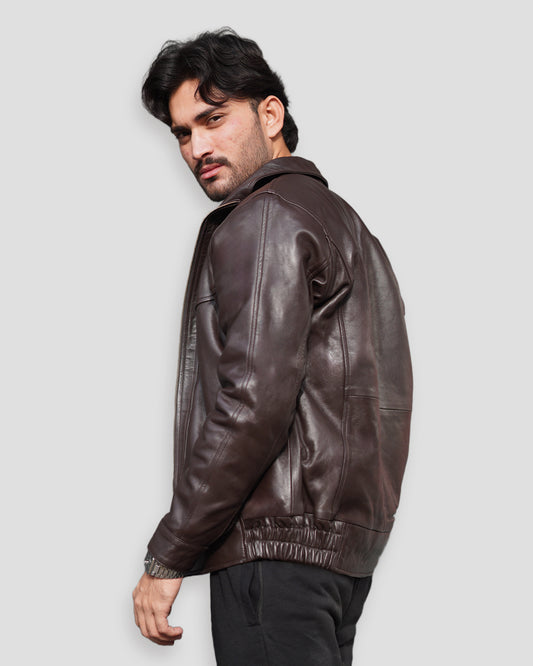 Saxon Brown Leather Jacket