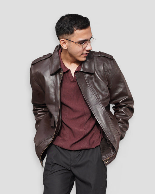 Minimalist Brown Leather Jacket