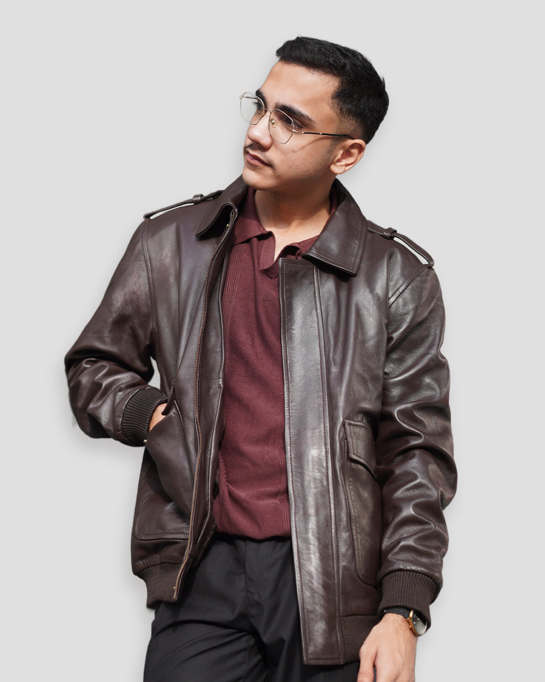 Minimalist Brown Leather Jacket