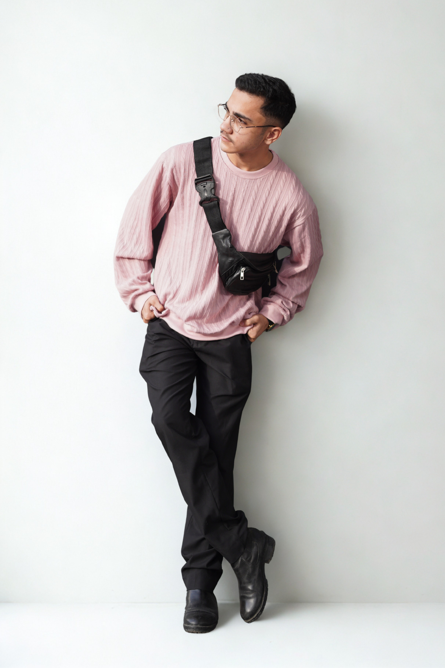 Leather Belt Bum Bag - Black