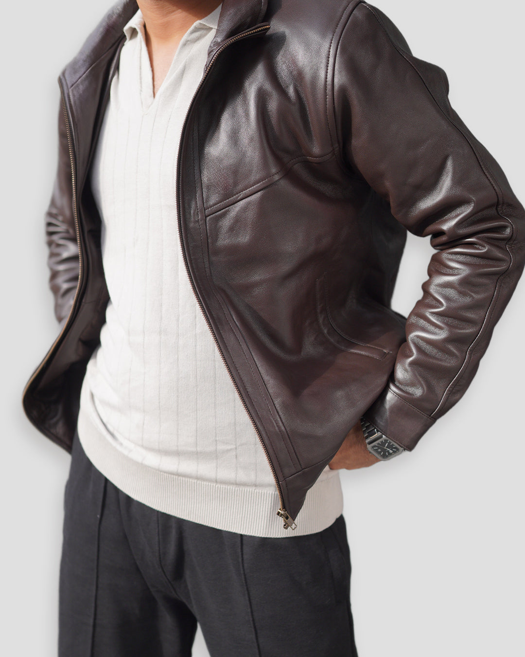 Saxon Brown Leather Jacket