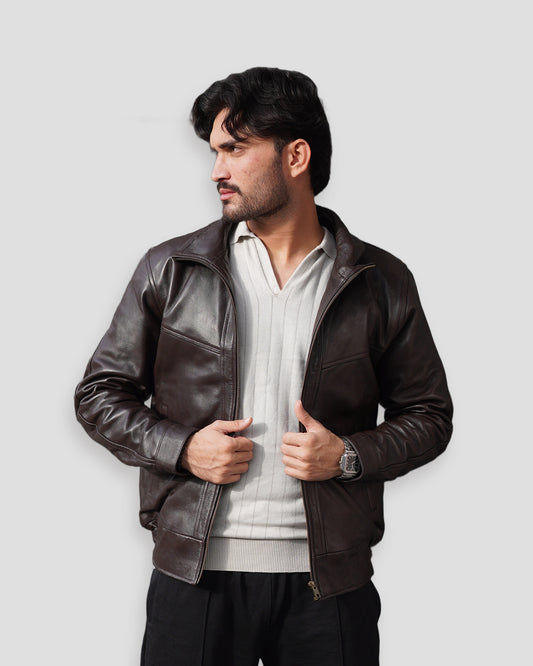 Saxon Brown Leather Jacket