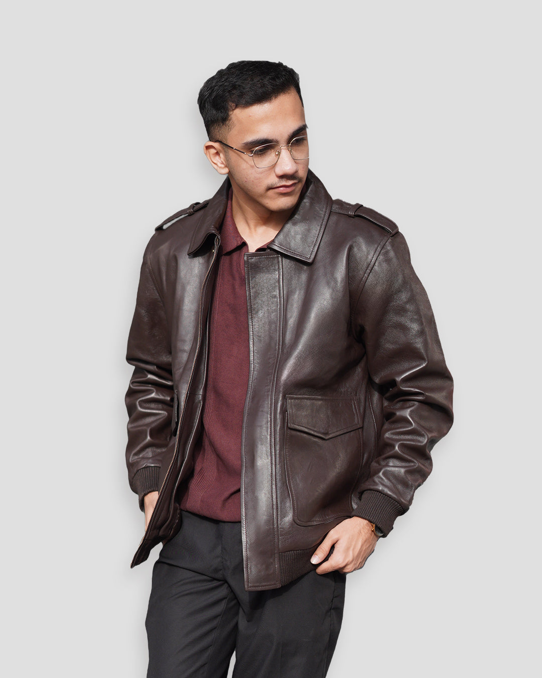 Minimalist Brown Leather Jacket