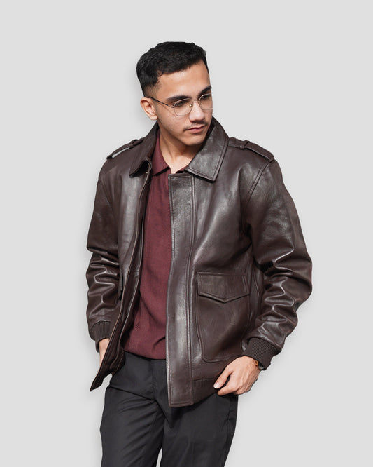 Minimalist Brown Leather Jacket