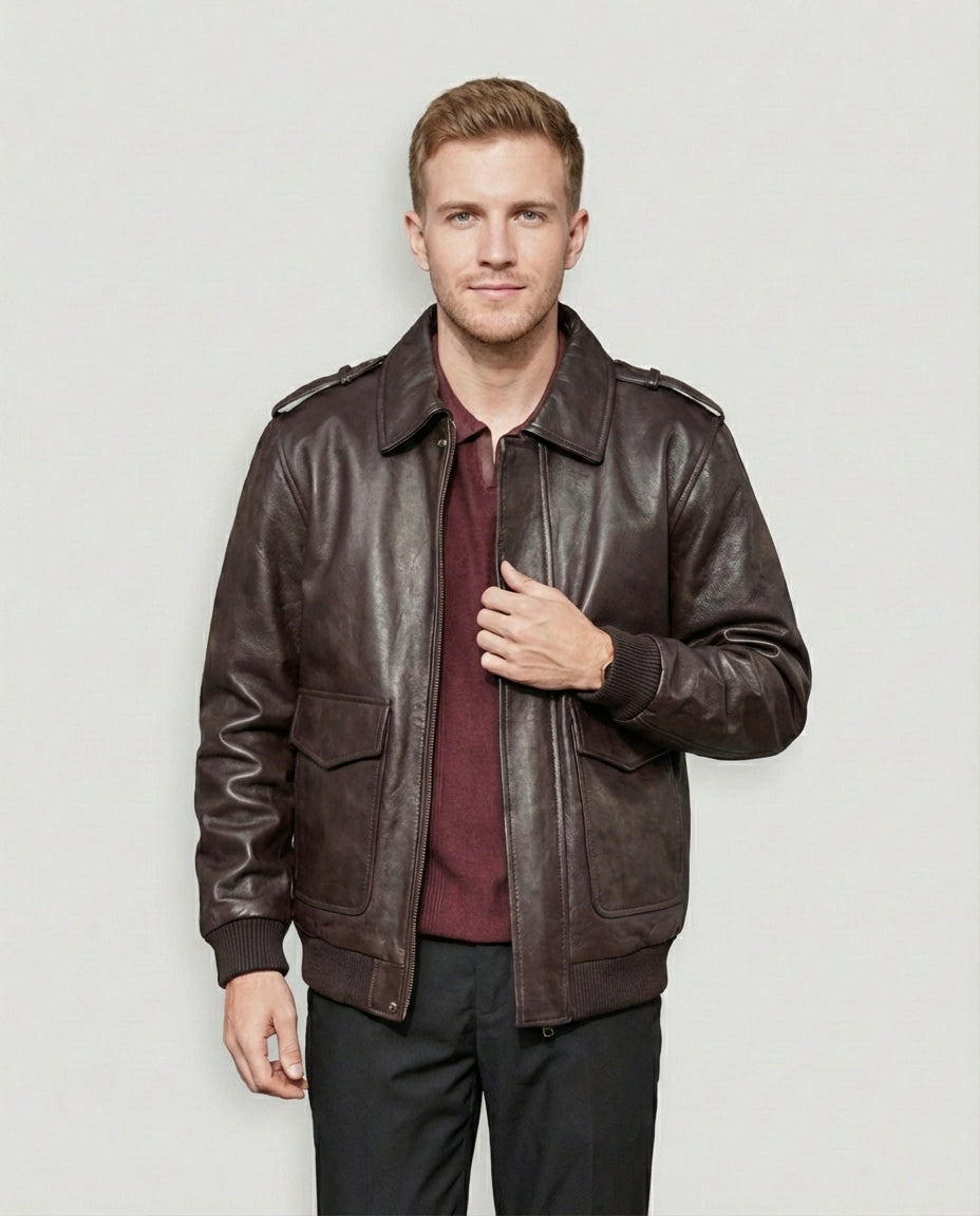 Minimalist Brown Leather Jacket