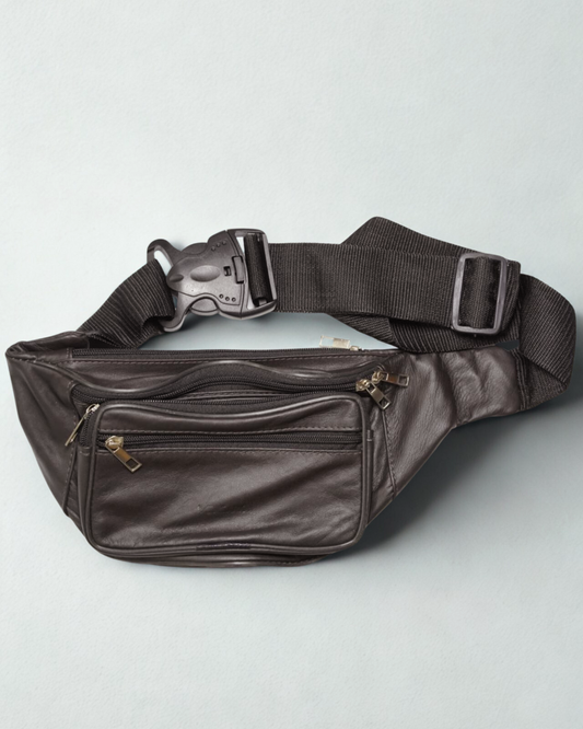 Leather Belt Bum Bag - Brown
