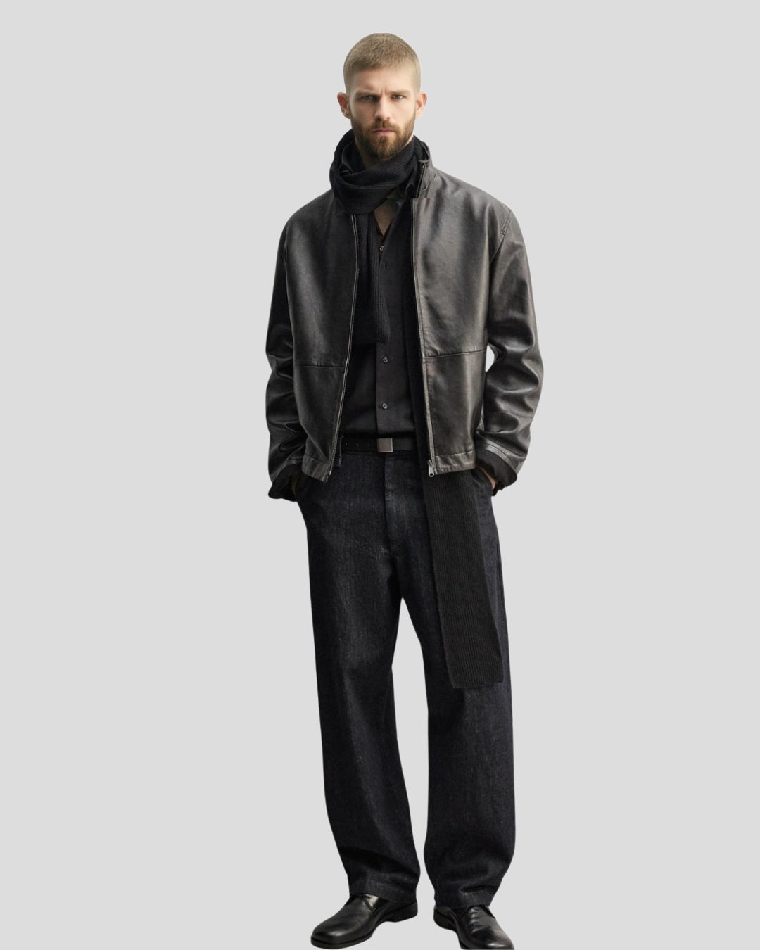 RELAXED FIT LEATHER JACKET