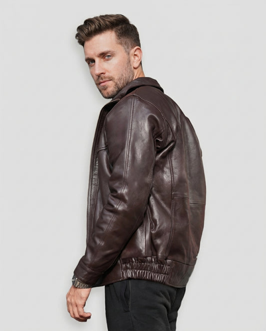 Saxon Brown Leather Jacket