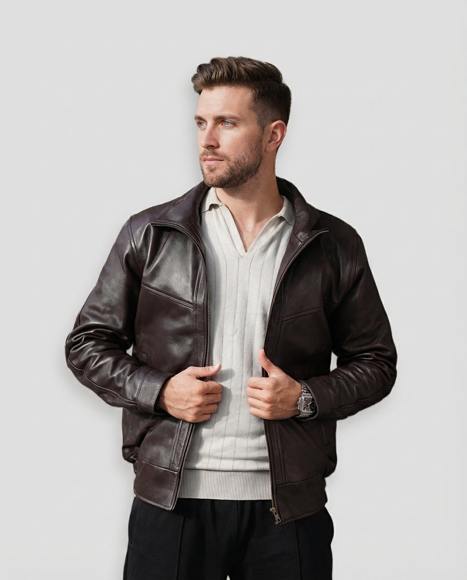 Saxon Brown Leather Jacket