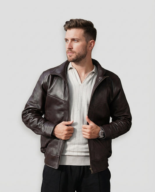 Saxon Brown Leather Jacket