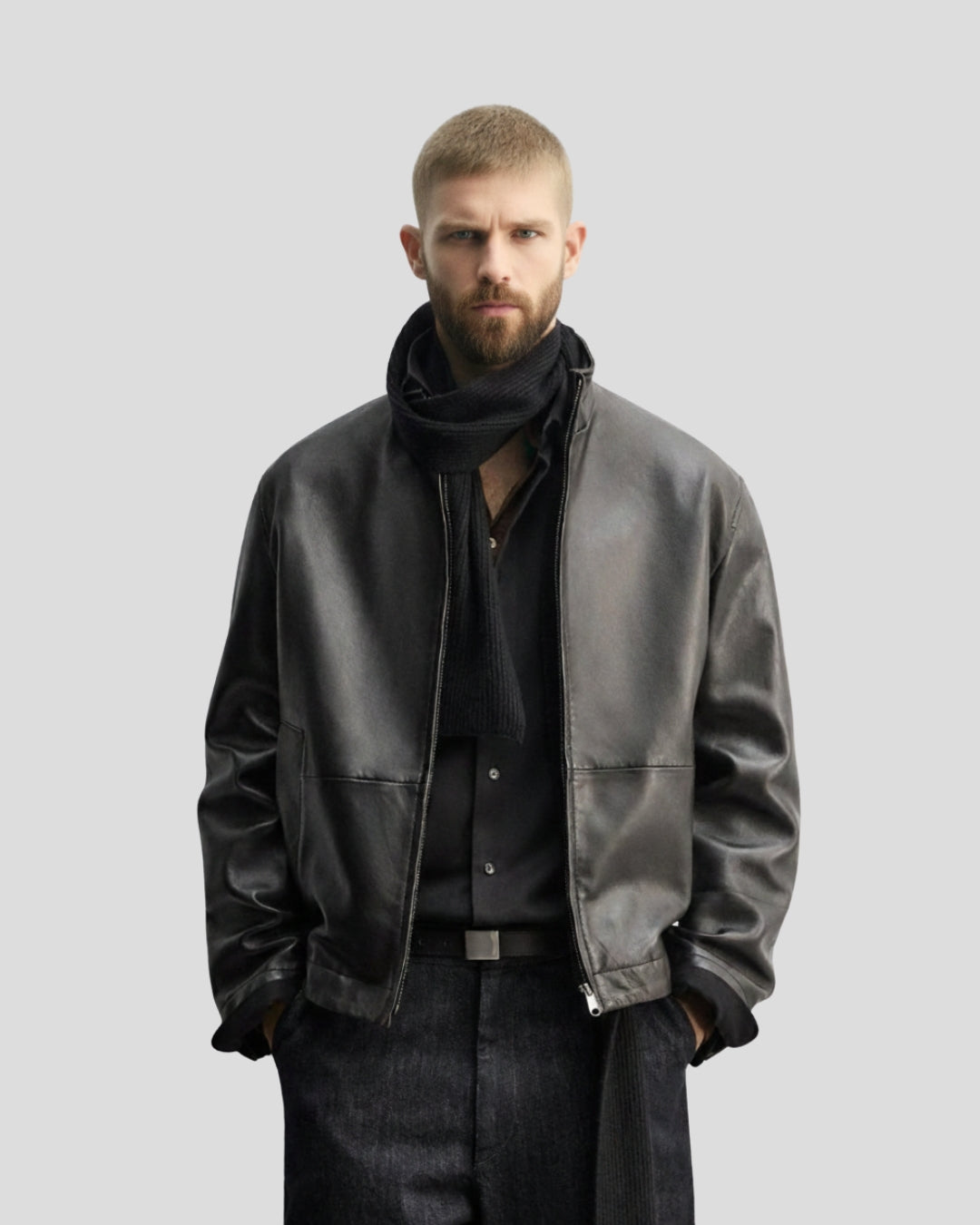 RELAXED FIT LEATHER JACKET