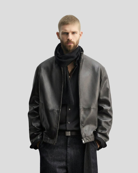 RELAXED FIT LEATHER JACKET